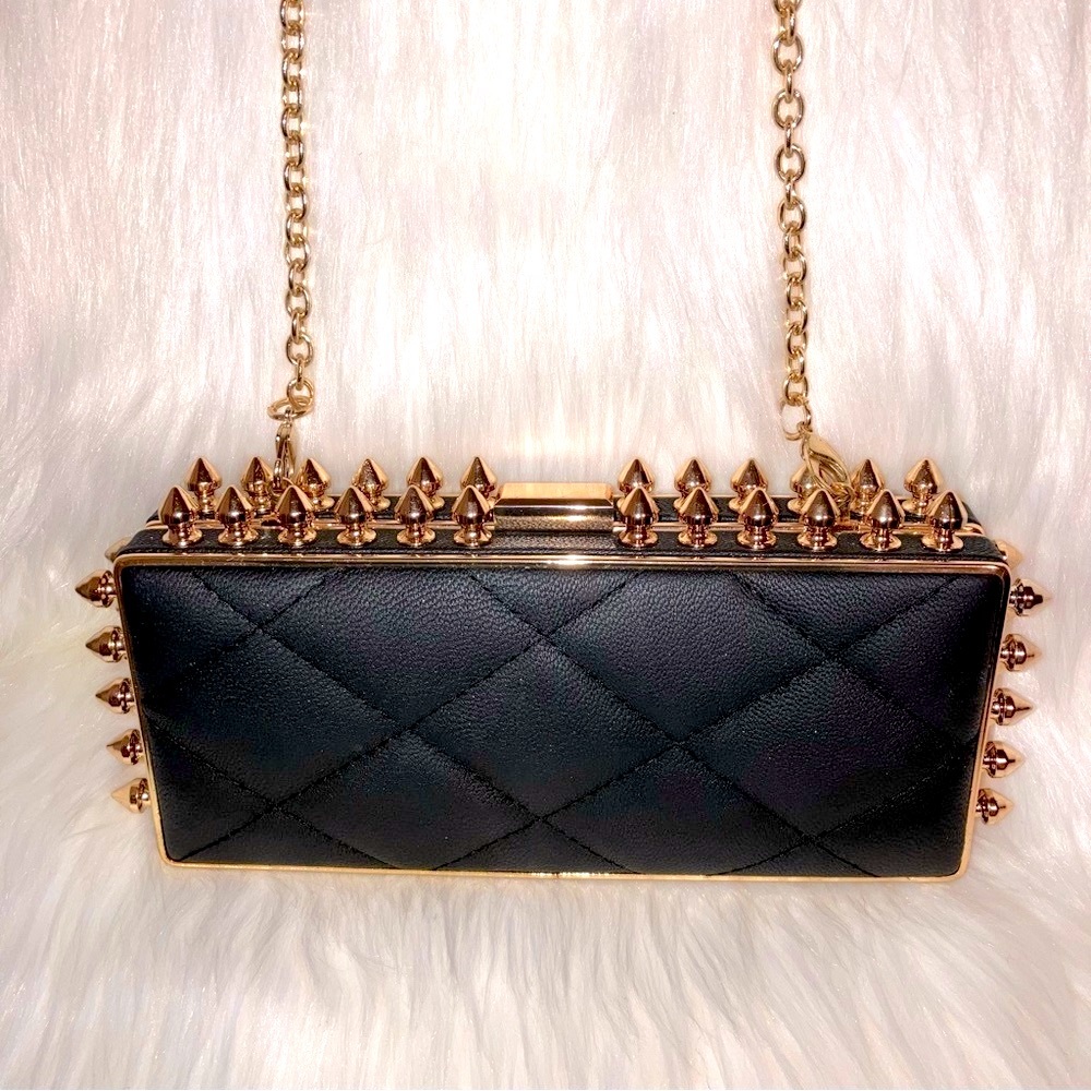 💋NWOT💋Patrick Shannon💋Black + Gold Studded Crossbody/Clutch